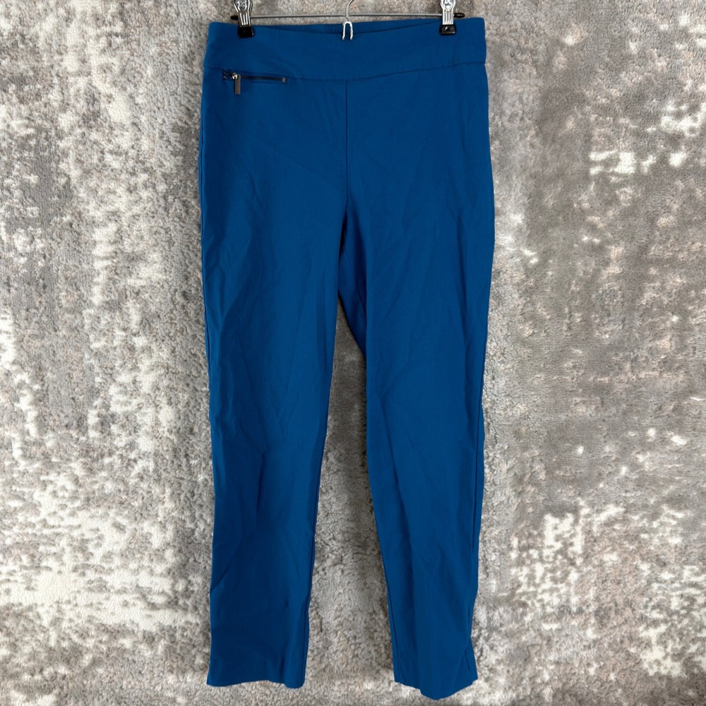 Van Heusen Size 10 Stretch Pull On Slim Ankle Career Trousers Blue Women